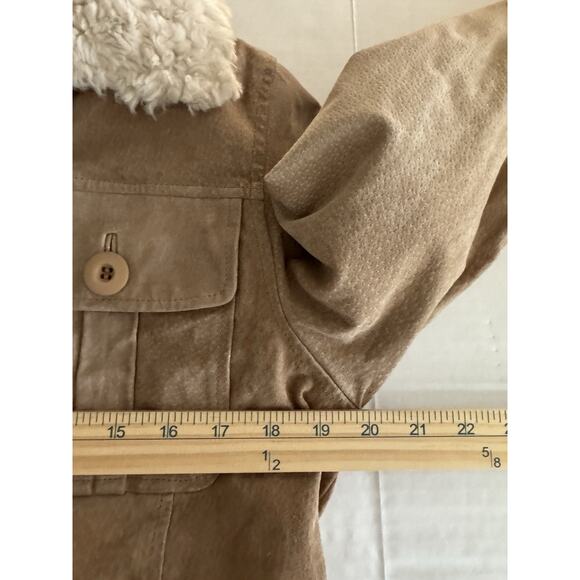 WILSON’S LEATHER Women’s M Beige Suede Faux Shearling Penny Lane Jacket - Picture 9 of 14